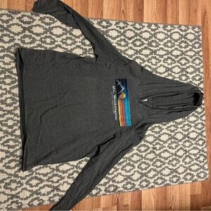 Gray Hooded Sweater with Mountain Design